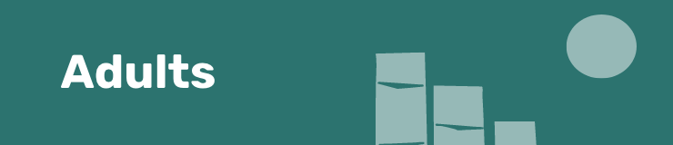 Banner with logo iconography and label "Adults"