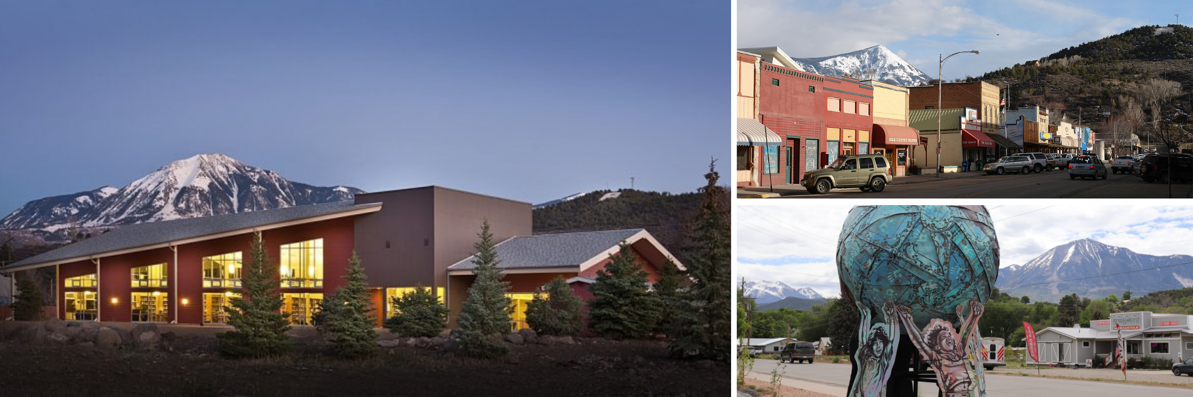 Collage of Paonia Branch and Faro Project Sculpture