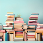 Numerous books are stacked on top of one another.