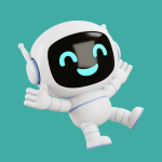 A white robot that is smiling and dancing.