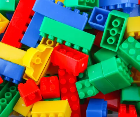 Image of an assortment of colorful LEGOs.